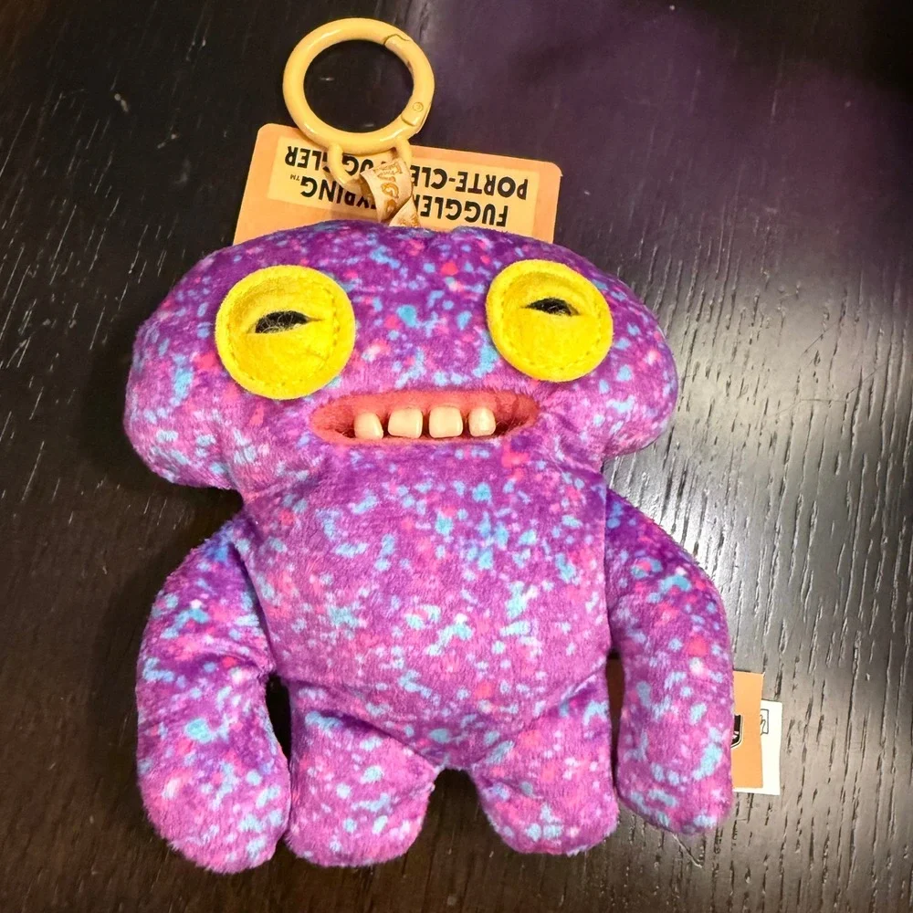 Zuru Fuggler Keyring Plush Purple Splatter Monster New‎ Funny Ugly Monster Clip